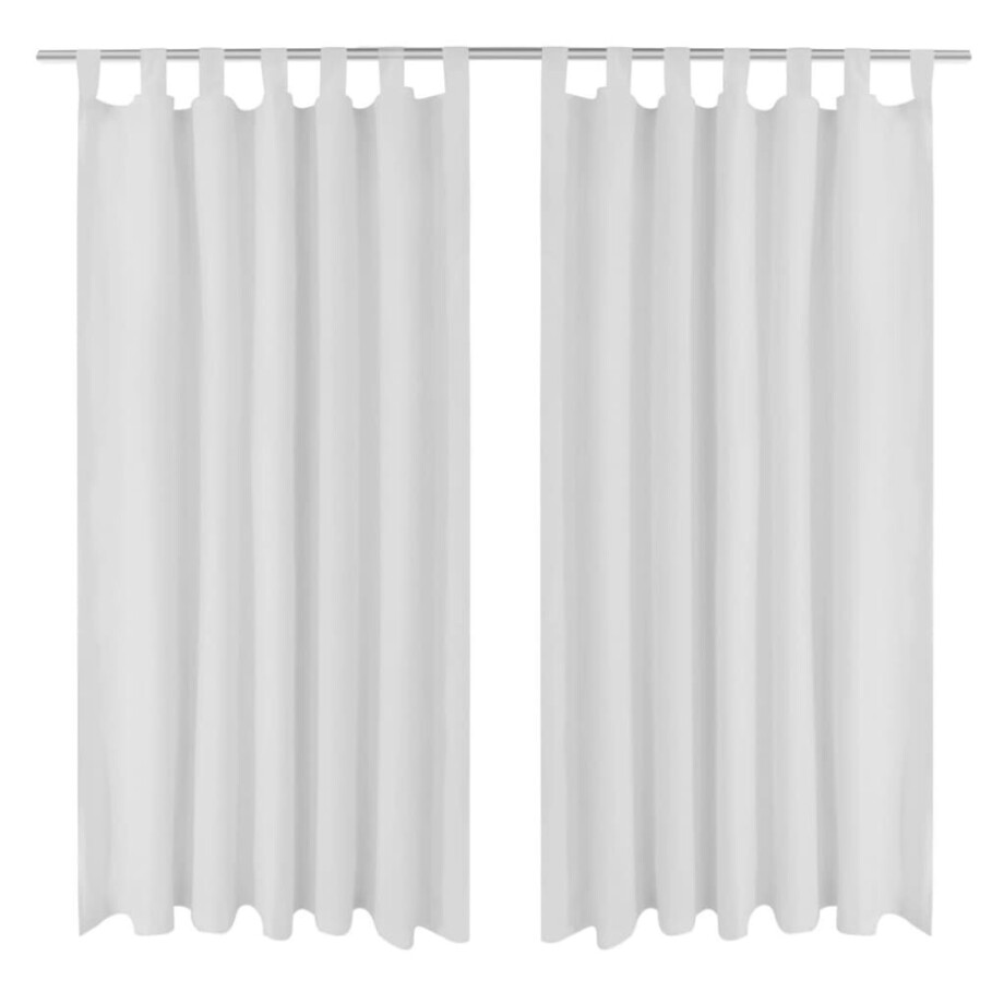 vidaXL Micro-Satijnen Gordijnen met Ringen 140 x 245 cm 2 stuks (Wit) afbeelding 1