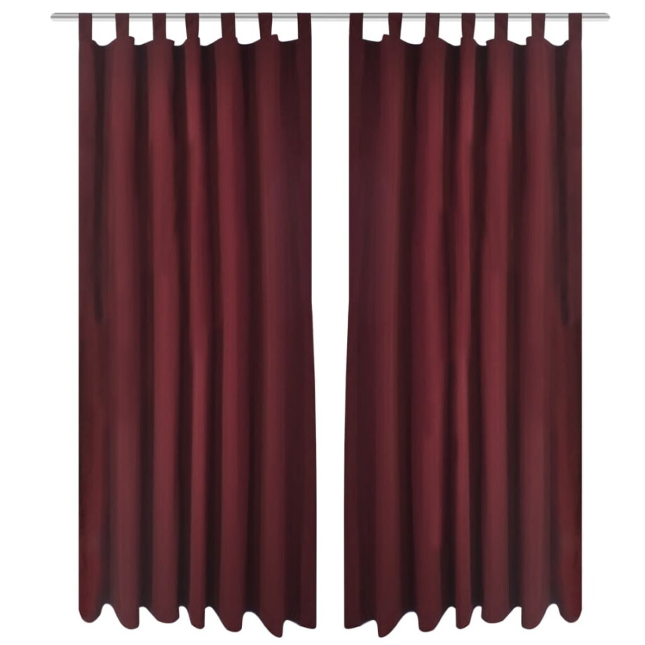 vidaXL Micro-Satijnen Gordijnen met Ringen 140 x 225 cm 2 stuks (Wijnrood) afbeelding 1
