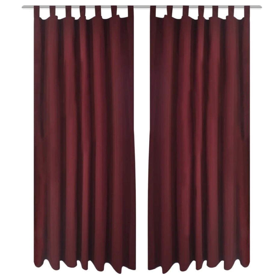 vidaXL Micro-Satijnen Gordijnen met Ringen 140 x 245 cm 2 stuks (Wijnrood) afbeelding 1