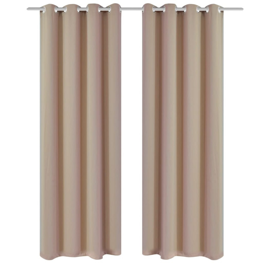 vidaXL Gordijnen met metalen ringen 135 x 245 cm 2 stuks (creme) afbeelding 1