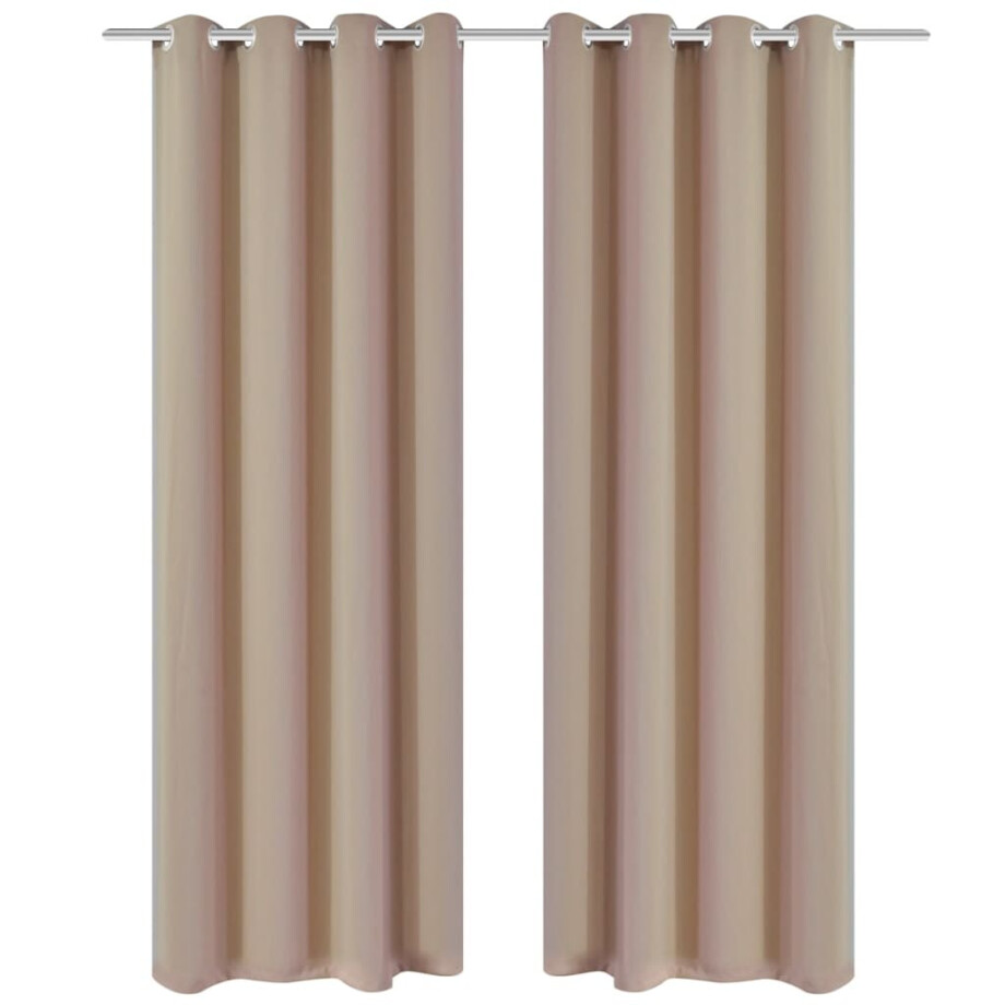 vidaXL Gordijnen met metalen ringen 135 x 245 cm 2 stuks (creme) afbeelding 1