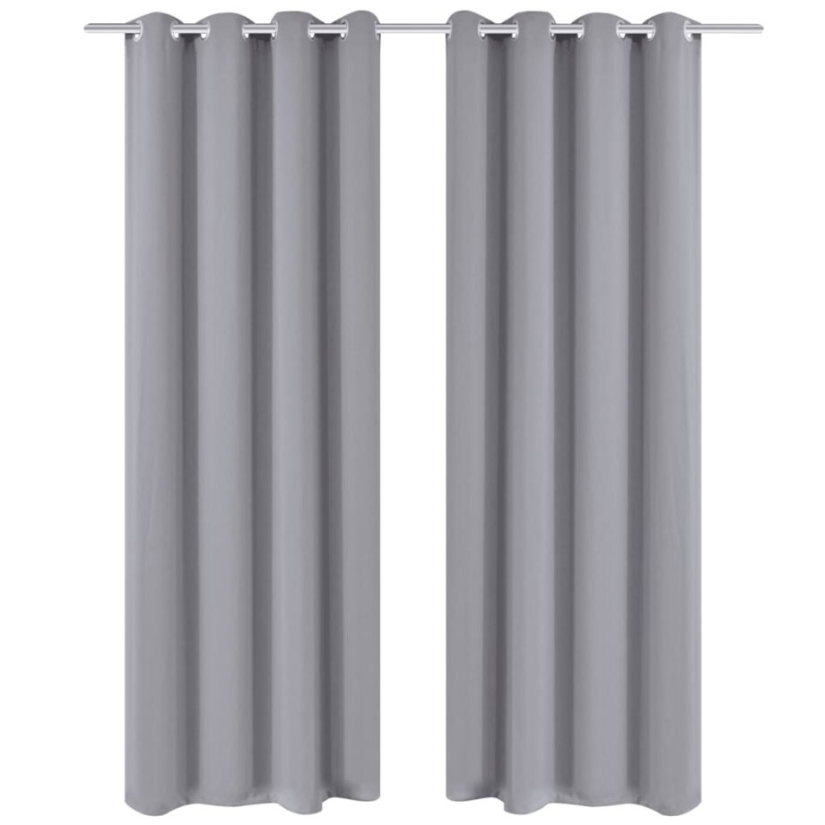 vidaXL Gordijnen met metalen ringen 135 x 245 cm 2 stuks (grijs) afbeelding 1