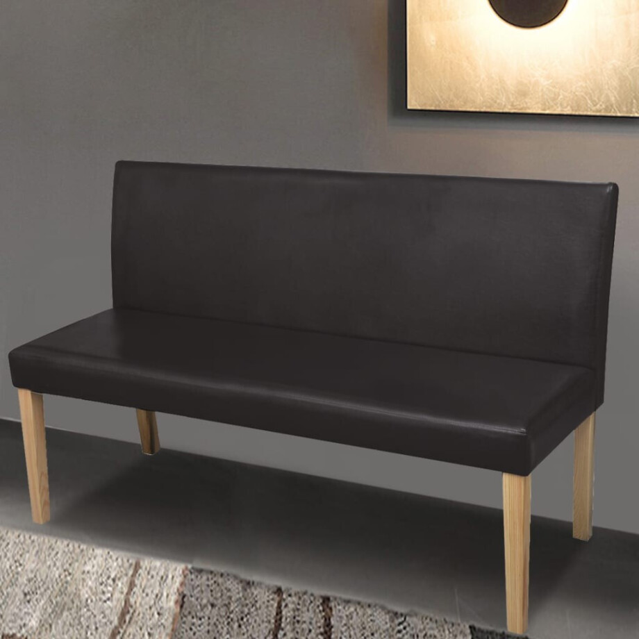 vidaXL Bankje 139,5 cm kunstleer donkerbruin afbeelding 1