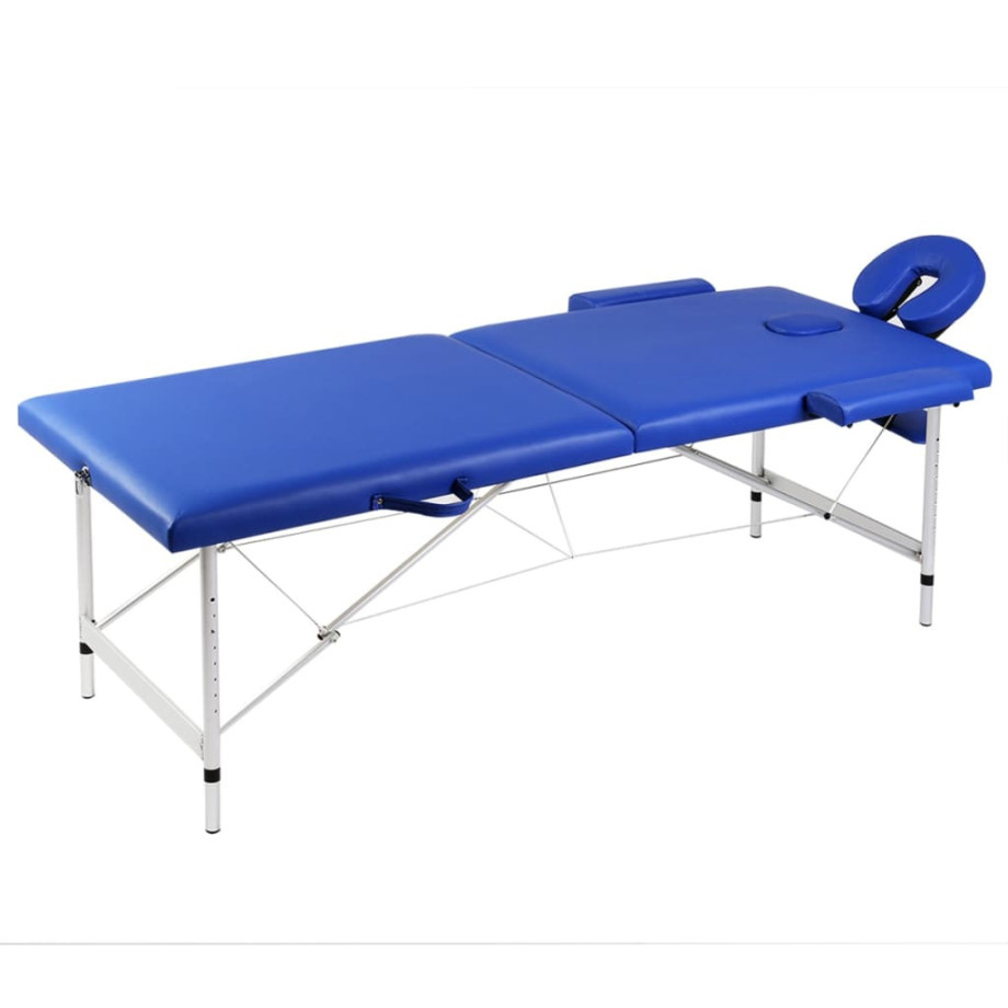 vidaXL Massagetafel met 2 zones inklapbaar aluminum frame blauw afbeelding 1