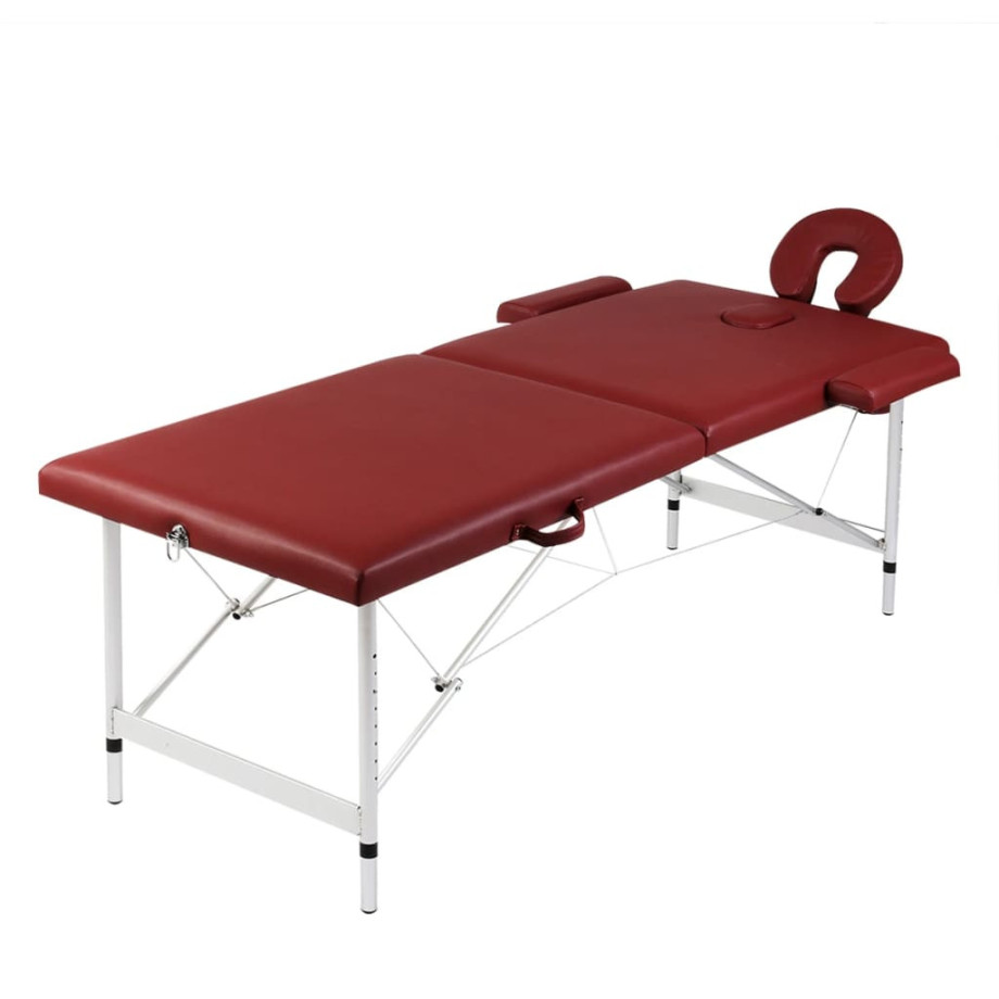 vidaXL Massagetafel met 2 zones inklapbaar aluminum frame rood afbeelding 1