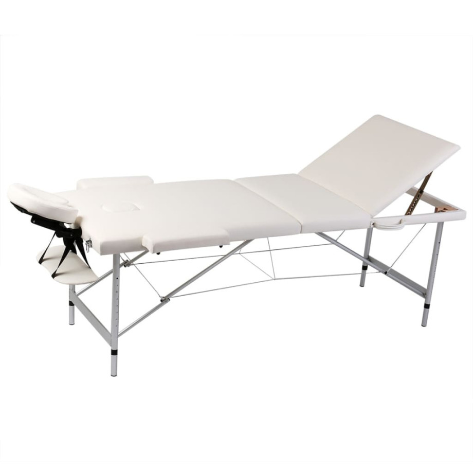 vidaXL Inklapbare massagetafel 3 zones met aluminium frame (creme) afbeelding 1