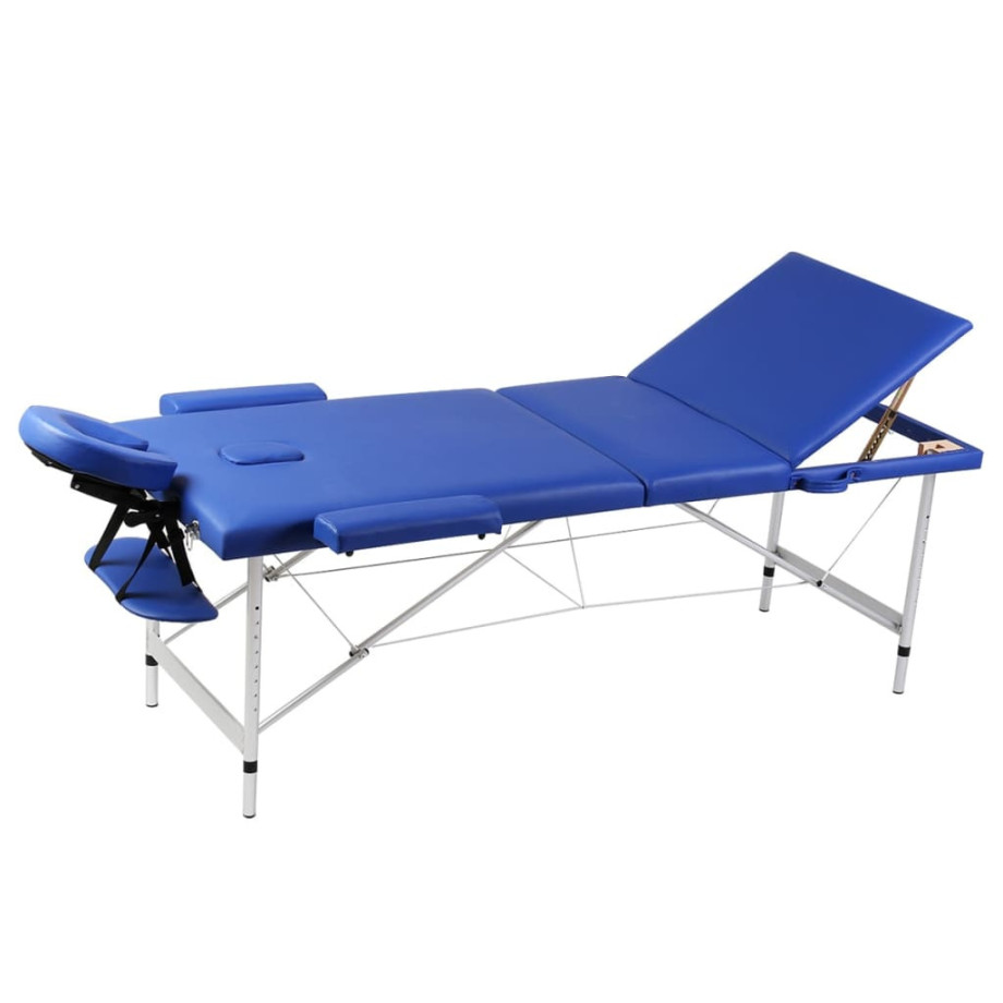 vidaXL Inklapbare massagetafel 3 zones met aluminium frame (blauw) afbeelding 1