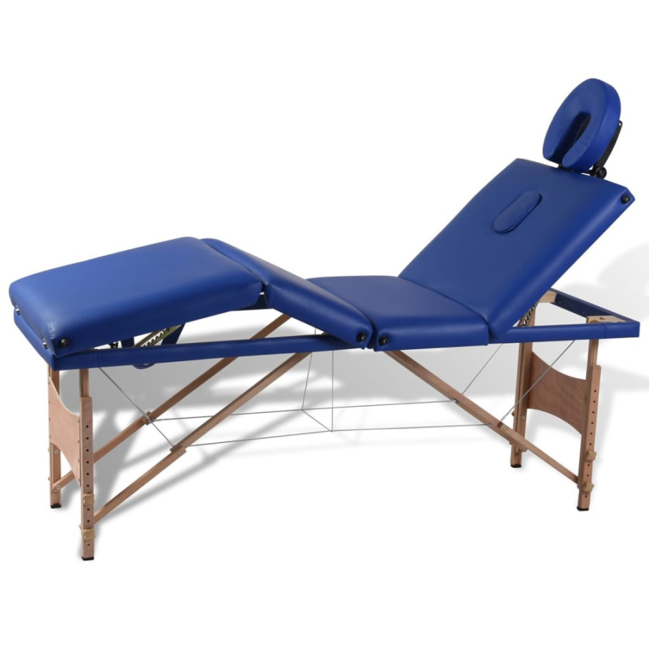 vidaXL Inklapbare massagetafel 4 zones met houten frame (blauw) afbeelding 1