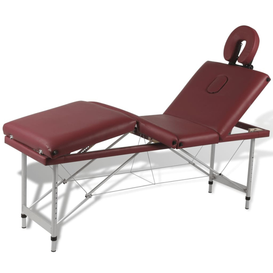 vidaXL Massagetafel inklapbaar met aluminium frame (vier delen / rood) afbeelding 1