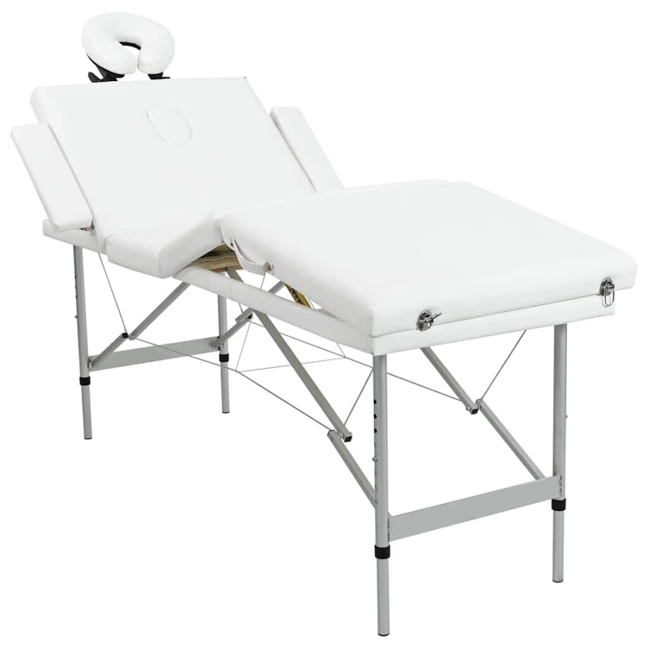vidaXL Massagetafel inklapbaar met aluminium frame (vier delen / crèmewit) afbeelding 1