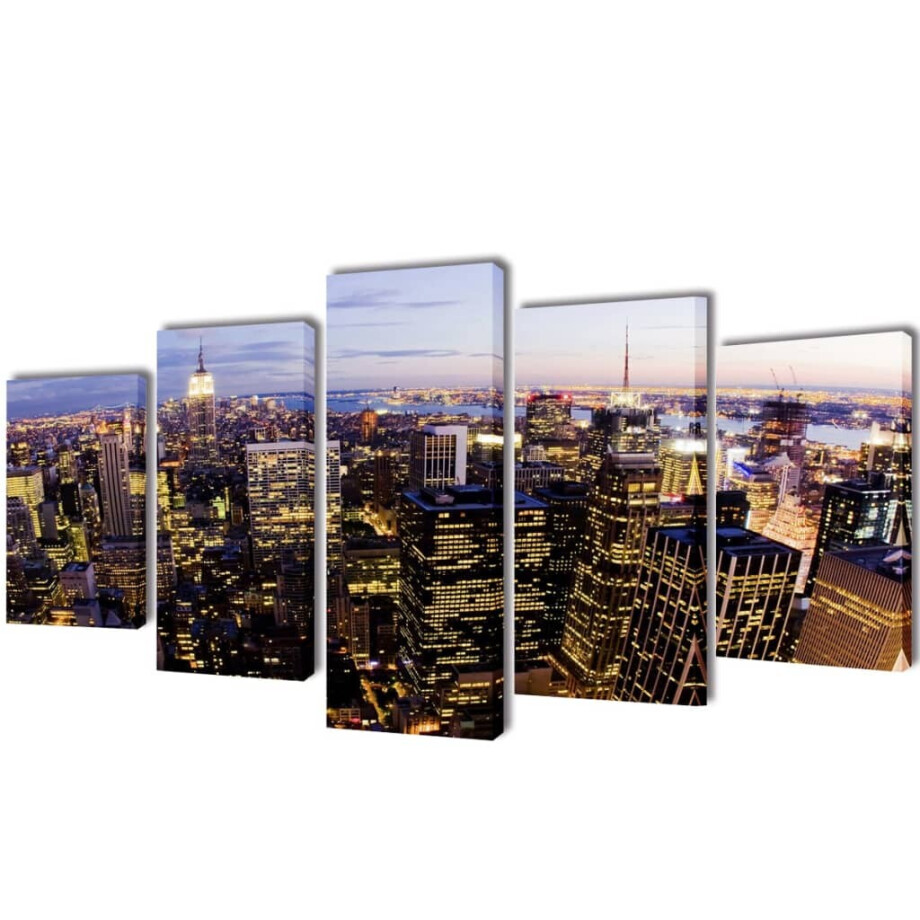 vidaXL Canvas muurdruk set Horizon New York skyline 200 x 100 cm afbeelding 1