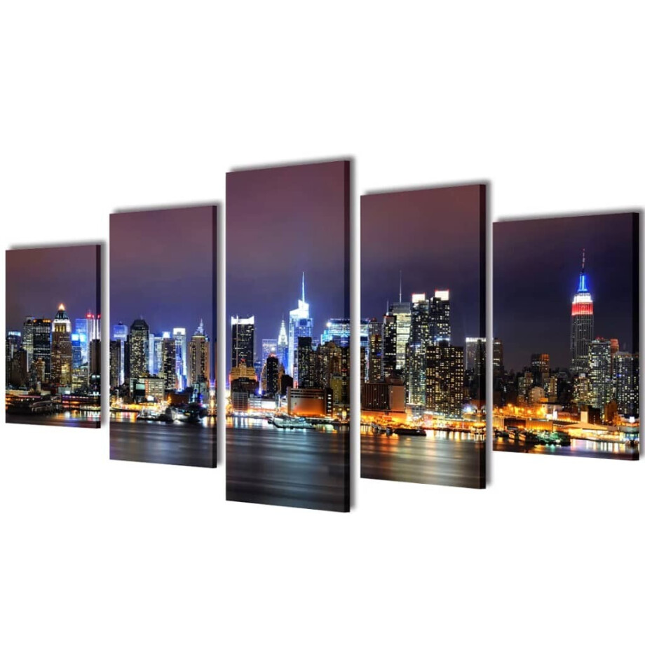 vidaXL Canvas muurdruk set Kleurrijke New York skyline 100 x 50 cm vidaXL Canvas muurdruk set Kleurrijke New York skyline 100 x 50 cm afbeelding 1