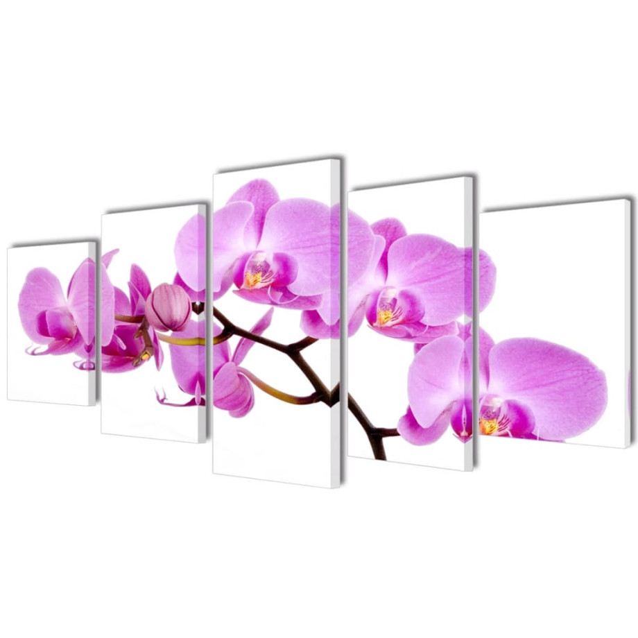 vidaXL Canvas muurdruk set orchidee 200 x 100 cm afbeelding 1