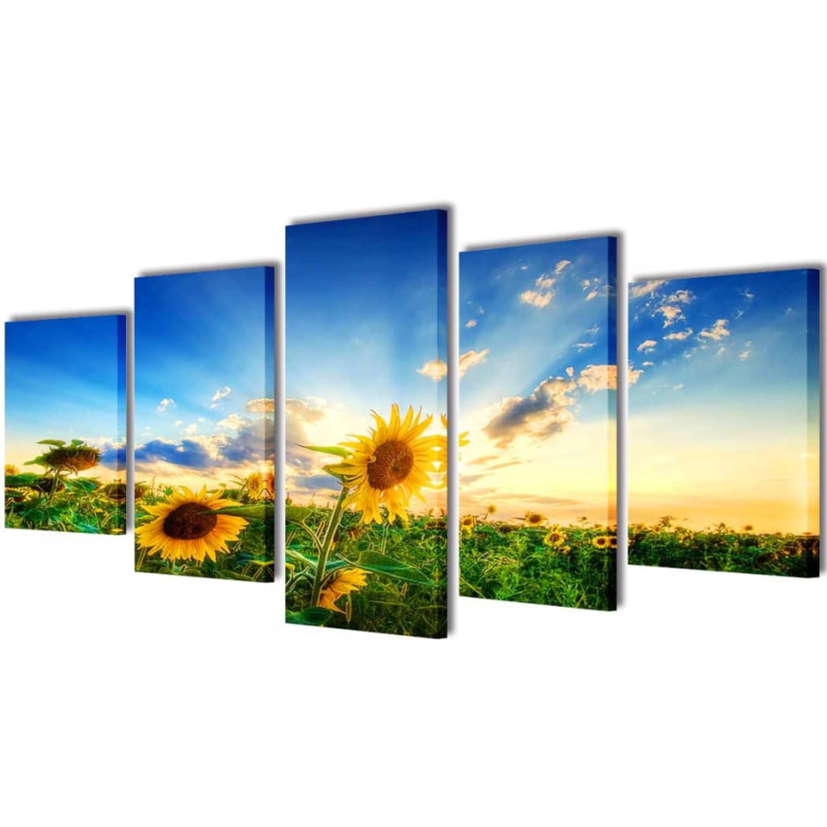 vidaXL Canvas muurdruk print zonnebloem 200 x 100 cm afbeelding 1