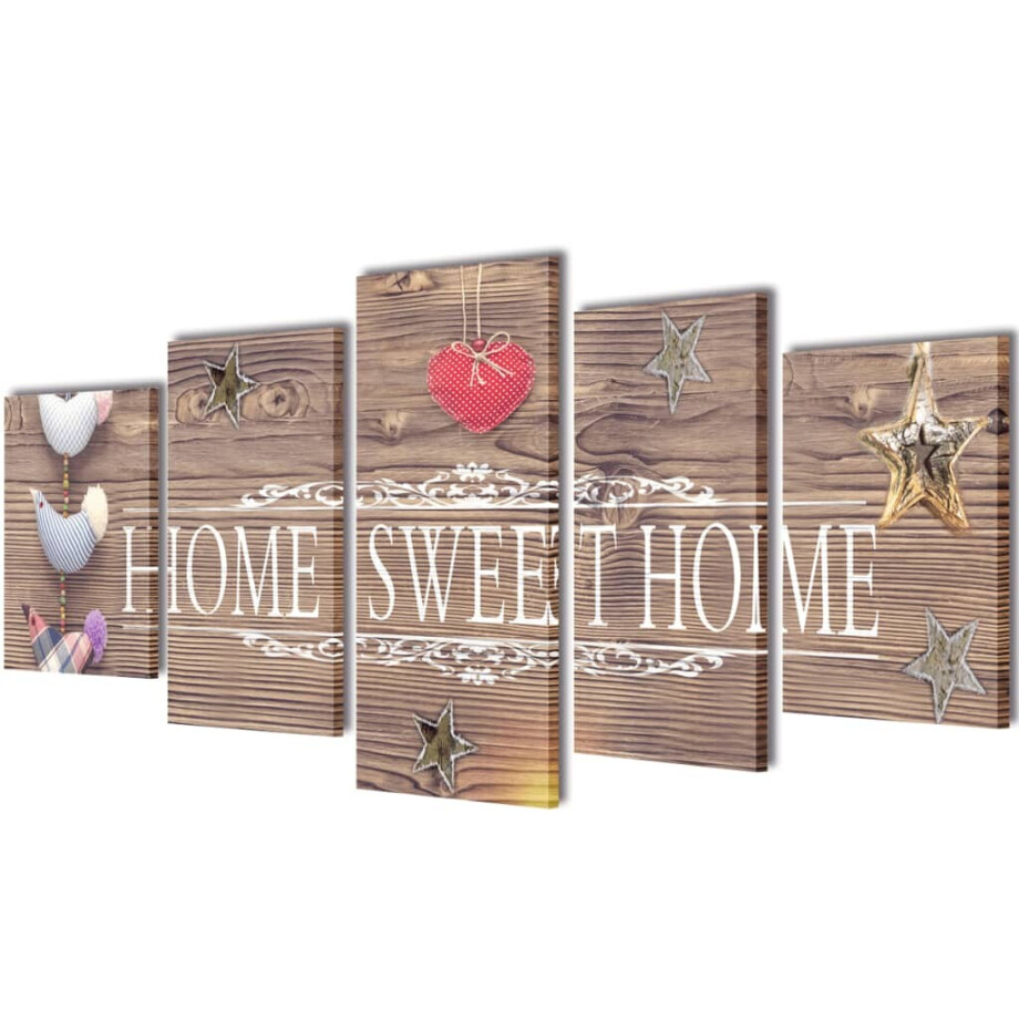 vidaXL Canvas muurdruk print set home sweet home 100 x 50 cm afbeelding 1