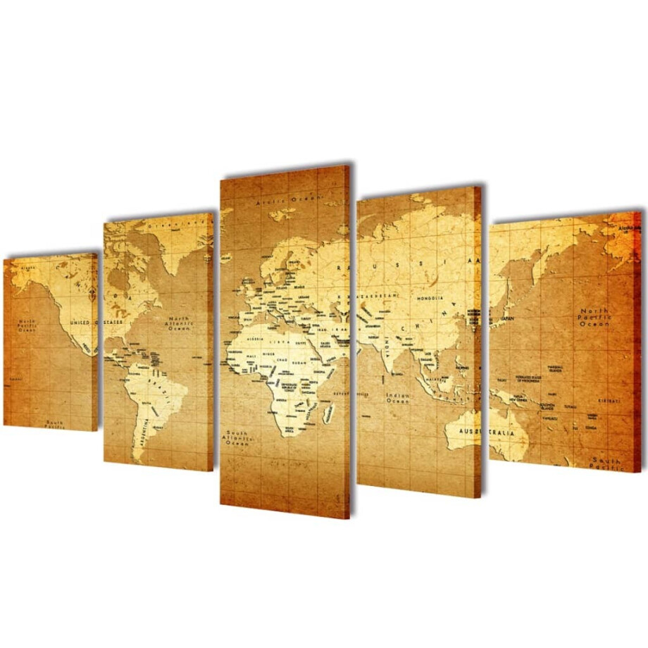 vidaXL Canvas muurdruk print set wereldkaart 200 x 100 cm vidaXL Canvas muurdruk print set wereldkaart 200 x 100 cm afbeelding 1