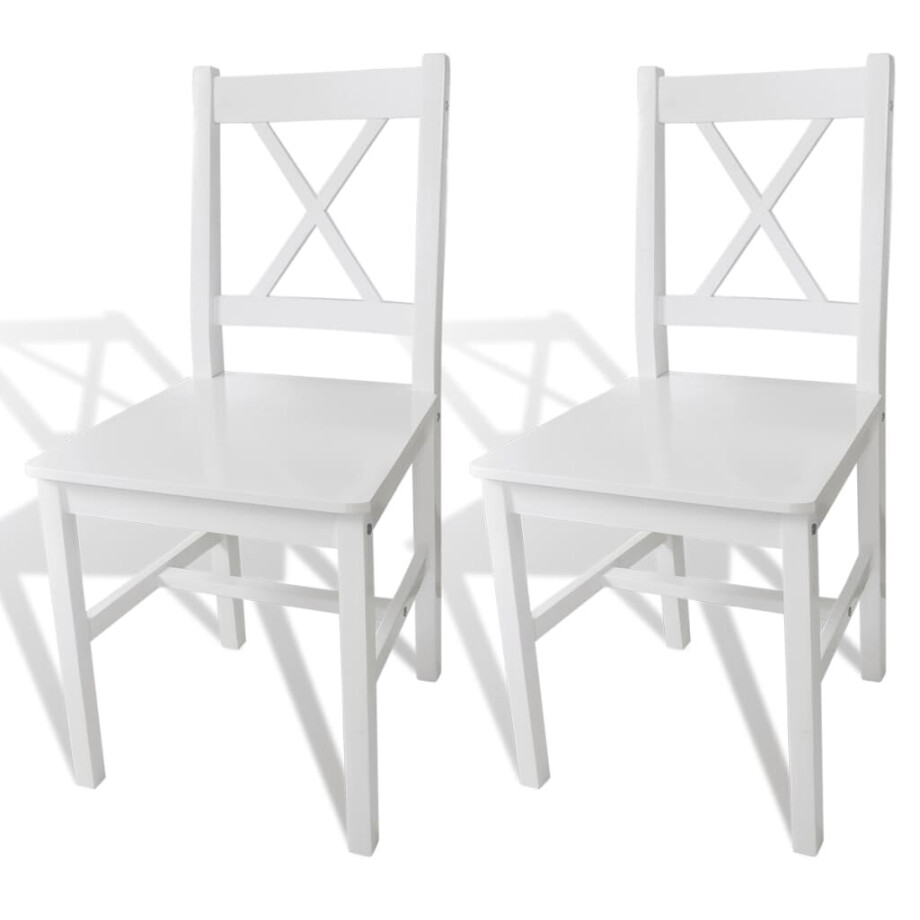 vidaXL Eetkamerstoelen 2 st grenenhout wit vidaXL Eetkamerstoelen 2 st grenenhout wit afbeelding 1