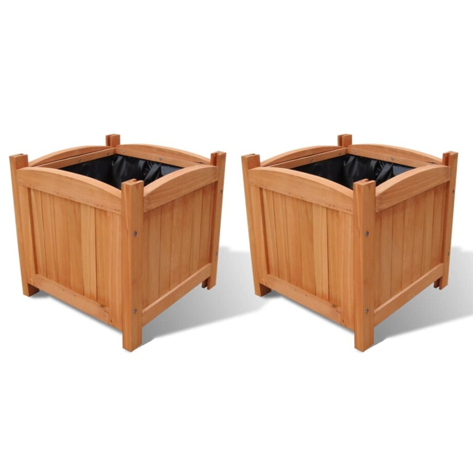 vidaXL Plantenbakken verhoogd 2 st 30x30x30 cm hout afbeelding 1