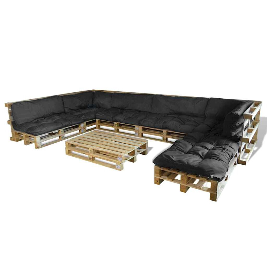 vidaXL Pallet Sofa Kussen 13 pcs Grijs 120 x 80 x 10 cm Stof afbeelding 1
