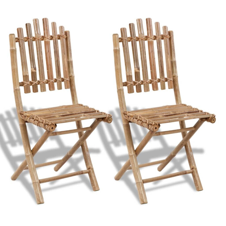 vidaXL Tuinstoelen 2 st inklapbaar bamboe vidaXL Tuinstoelen 2 st inklapbaar bamboe afbeelding 1