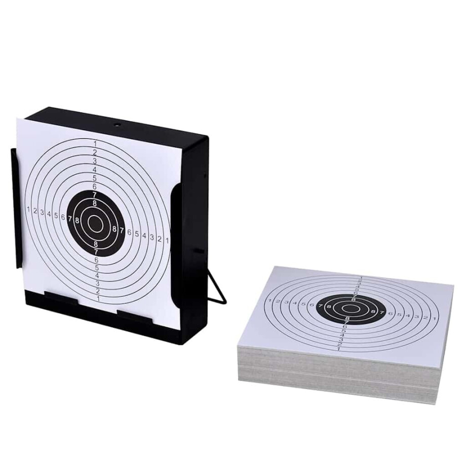 vidaXL Schietkast vierkant met 100 papieren targets 14 cm afbeelding 