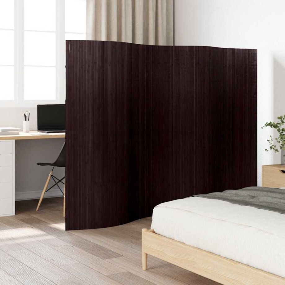 vidaXL Kamerscherm donkerbruin bamboe 250x165 cm afbeelding 1