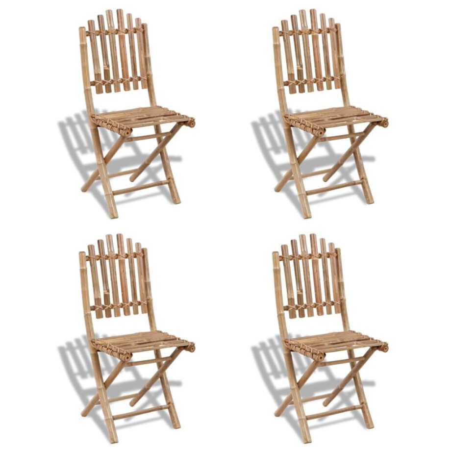 vidaXL Tuinstoelen inklapbaar 4 st bamboe vidaXL Tuinstoelen inklapbaar 4 st bamboe afbeelding 1