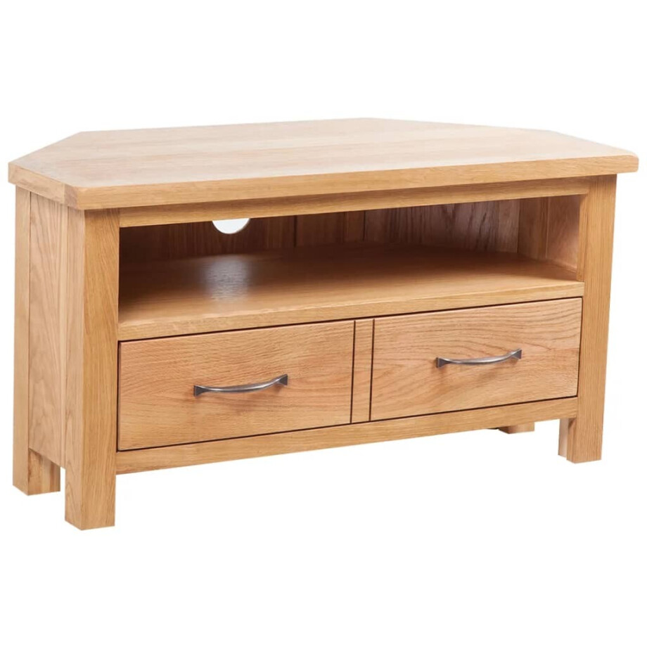 vidaXL Tv-meubel met lade 88x42x46 cm massief eikenhout afbeelding 1