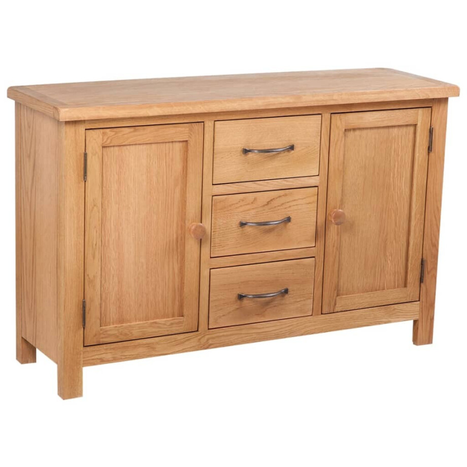vidaXL Dressoir met 3 lades 110x33,5x70 cm massief eikenhout afbeelding 1