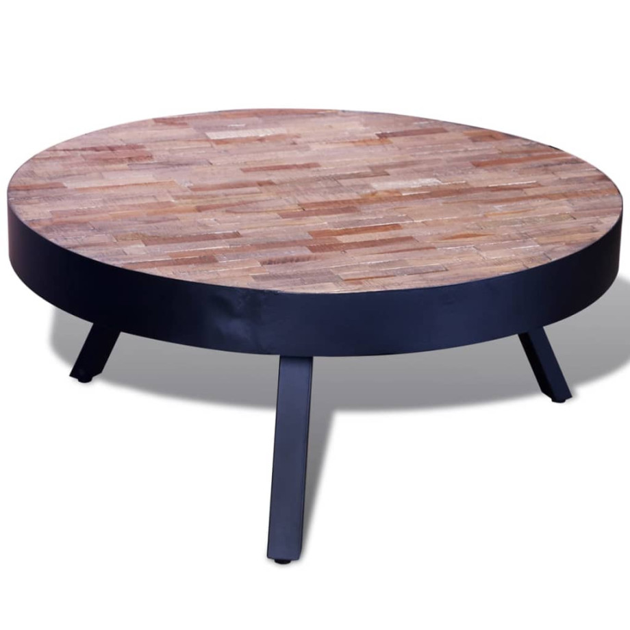 vidaXL Salontafel rond gerecycled teakhout afbeelding 1