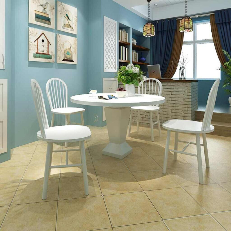 vidaXL Eetkamerstoelen 4 st massief rubberwood wit vidaXL Eetkamerstoelen 4 st massief rubberwood wit afbeelding 1
