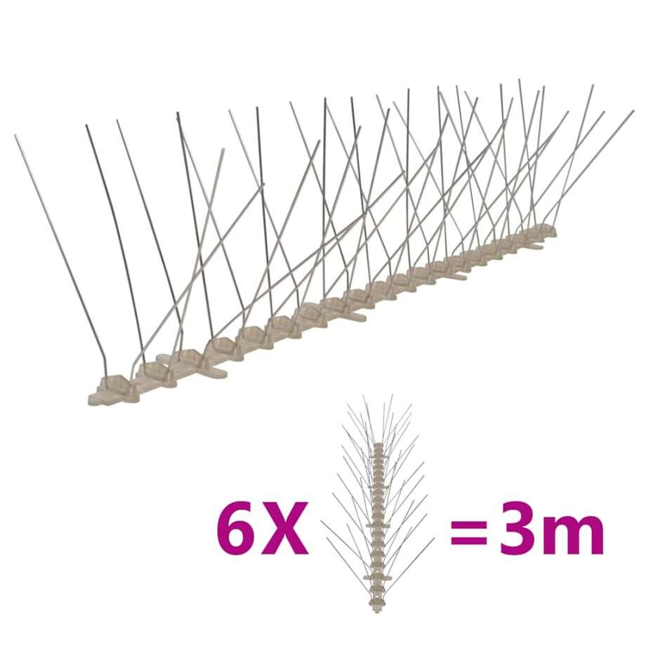 vidaXL Vogel- en duivenpinnen met 4 rijen 6 st 3 m kunststof vidaXL Vogel- en duivenpinnen met 4 rijen 6 st 3 m kunststof afbeelding 1