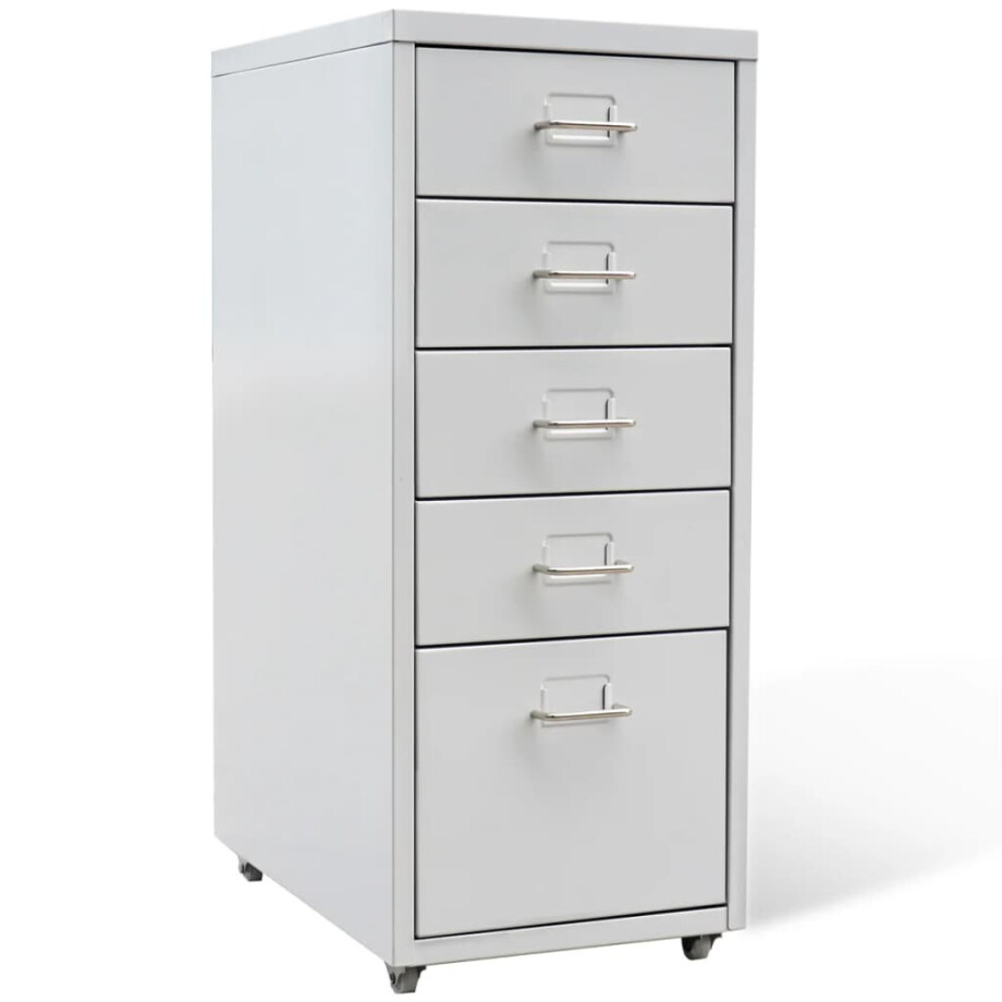vidaXL Archiefkast met 5 lades 68,5 cm staal grijs afbeelding 1
