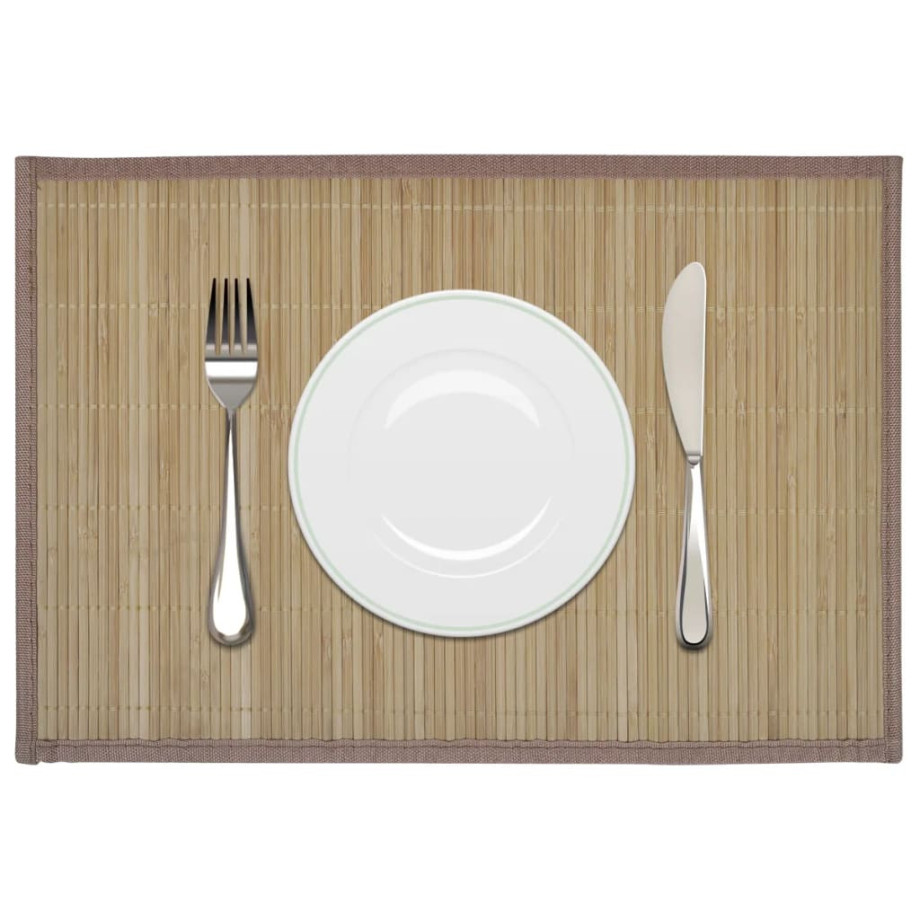 vidaXL 6 st Placemats 30x45 cm bamboe bruin afbeelding 1