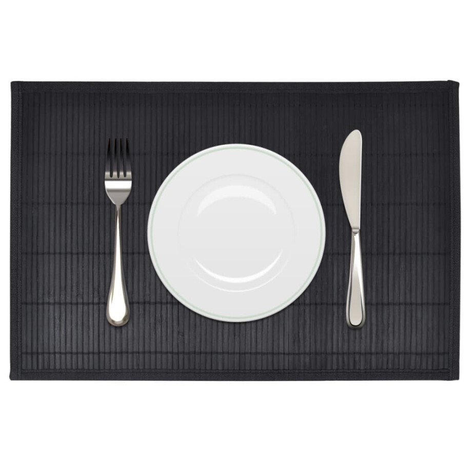 vidaXL 6 Placemats bamboe 30 x 45 cm zwart vidaXL 6 Placemats bamboe 30 x 45 cm zwart afbeelding 1