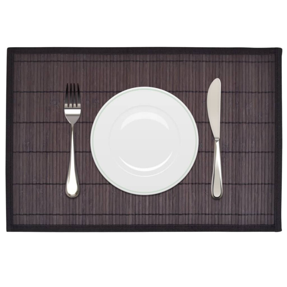 vidaXL 6 Placemats bamboe 30 x 45 cm donkerbruin afbeelding 1