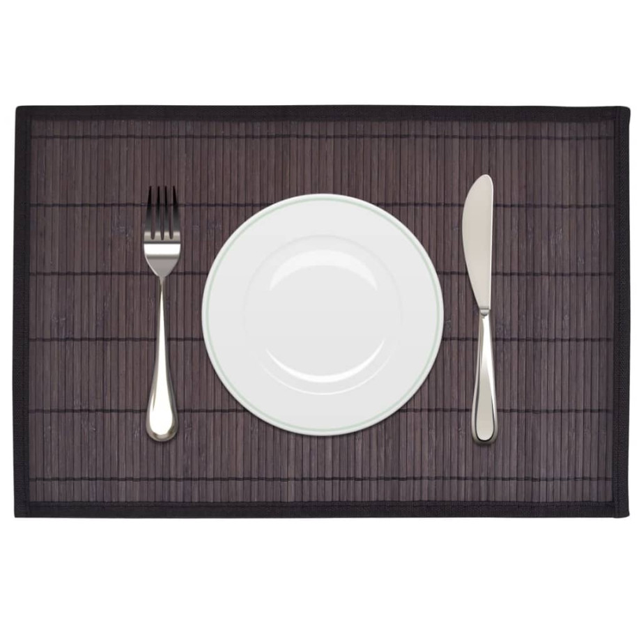 vidaXL 6 Placemats bamboe 30 x 45 cm donkerbruin afbeelding 1