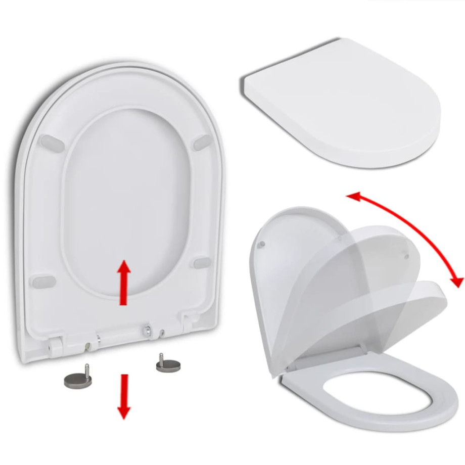 vidaXL Toiletbril soft-close met quick-release ontwerp vierkant wit afbeelding 1