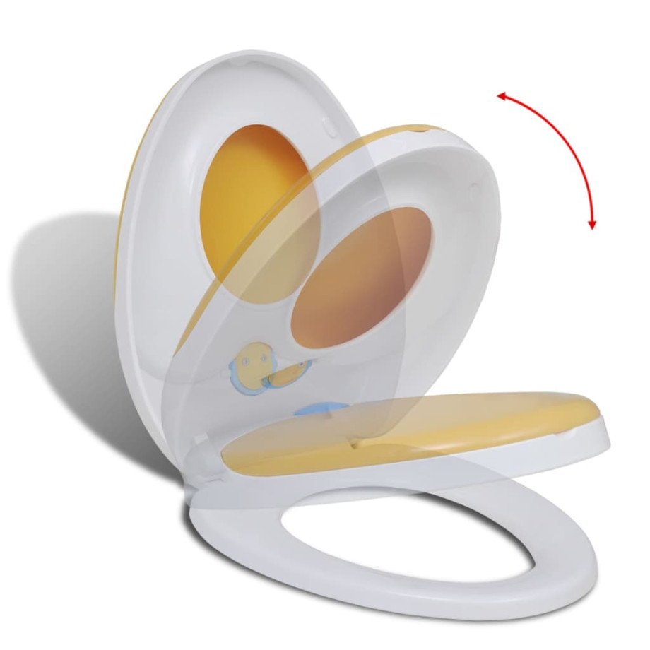 vidaXL Toiletbril voor volwassenen/kinderen soft-close wit en geel afbeelding 1