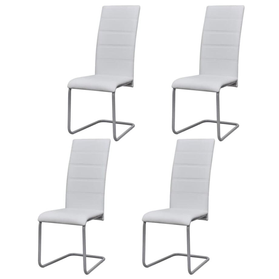vidaXL Eetkamerstoelen 4 st kunstleer wit vidaXL Eetkamerstoelen 4 st kunstleer wit afbeelding 1