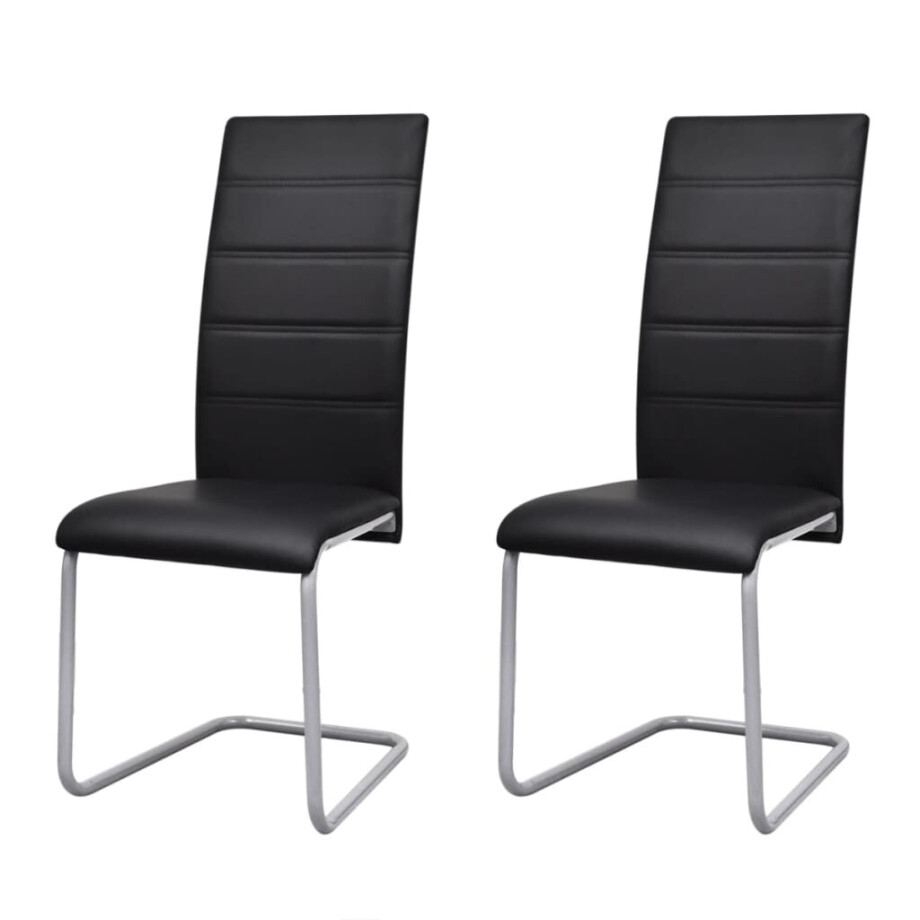 vidaXL Eetkamerstoelen 2 st kunstleer zwart afbeelding 1