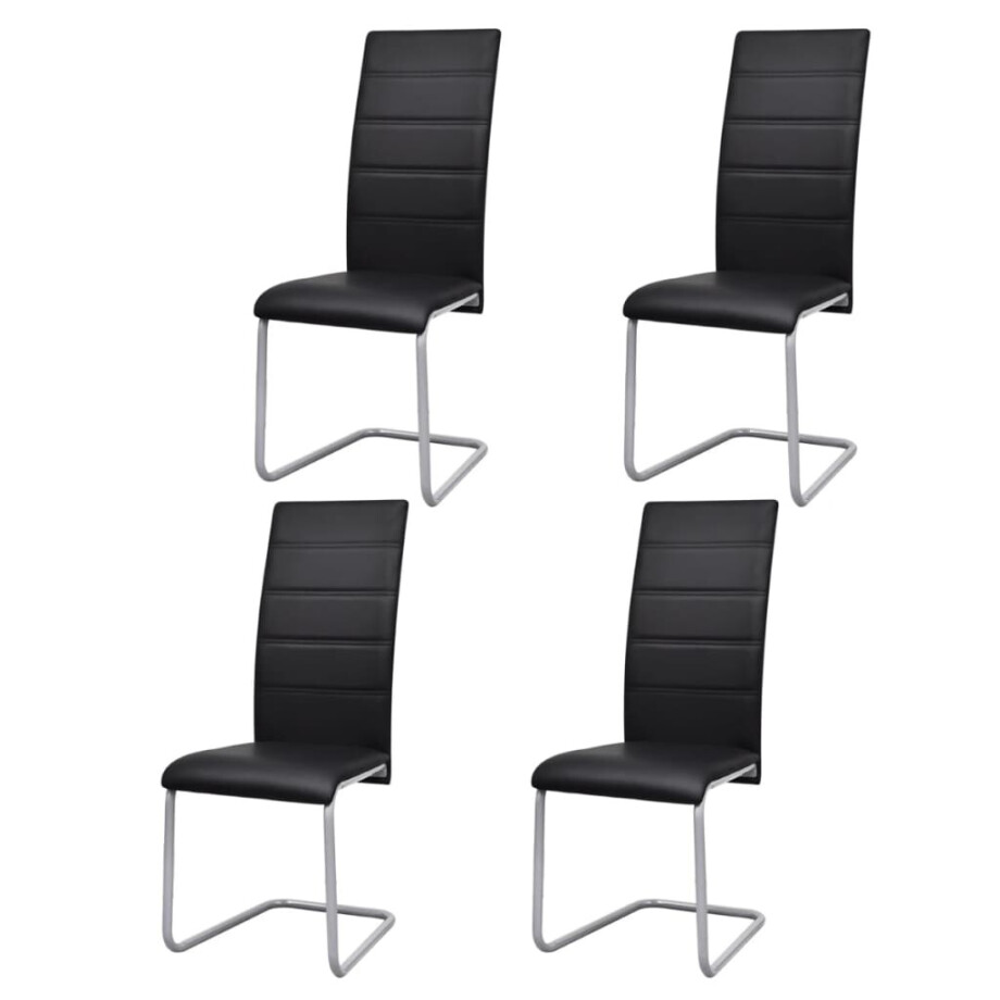 vidaXL Eetkamerstoelen 4 st kunstleer zwart afbeelding 1