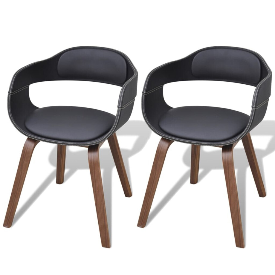 vidaXL Eetkamerstoelen 2 st gebogen hout en kunstleer vidaXL Eetkamerstoelen 2 st gebogen hout en kunstleer afbeelding 1