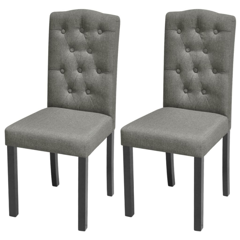 vidaXL Eetkamerstoelen 2 st stof grijs vidaXL Eetkamerstoelen 2 st stof grijs afbeelding 1
