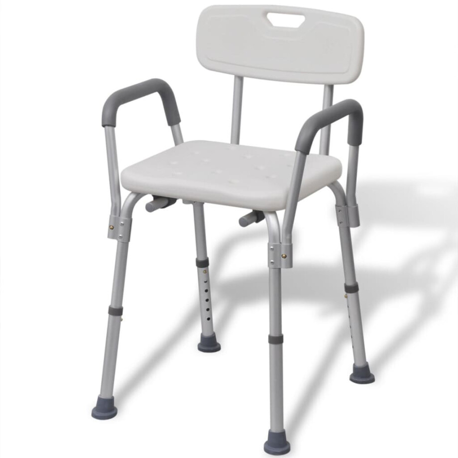 vidaXL Douchestoel aluminium wit afbeelding 1