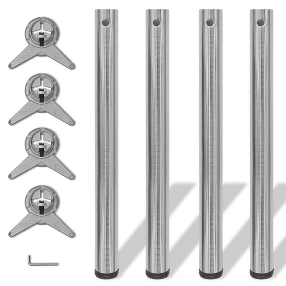 vidaXL Tafelpoten in hoogte verstelbaar geborsteld nikkel 710 mm 4 st afbeelding 1