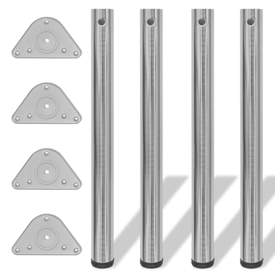 vidaXL Tafelpoten in hoogte verstelbaar geborsteld nikkel 710 mm 4 st afbeelding 1