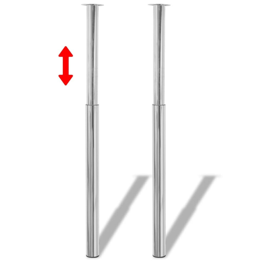 vidaXL Tafelpoten telescopisch 710-1100 mm chroom 2 st vidaXL Tafelpoten telescopisch 710-1100 mm chroom 2 st afbeelding 1