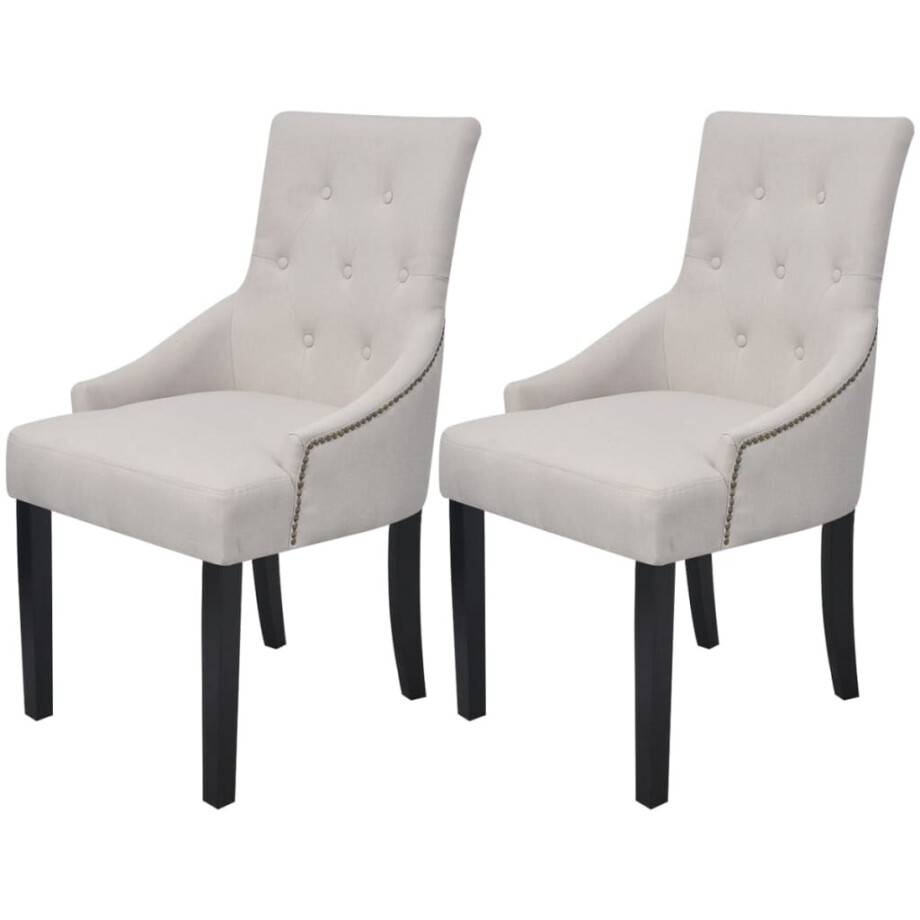 vidaXL Eetkamerstoelen 2 st stof crèmegrijs vidaXL Eetkamerstoelen 2 st stof crèmegrijs afbeelding 1