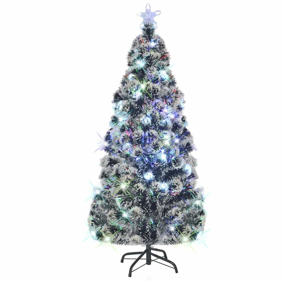 vidaXL Voorverlichte kerstboom met standaard en LED 150 cm glasvezel afbeelding 1